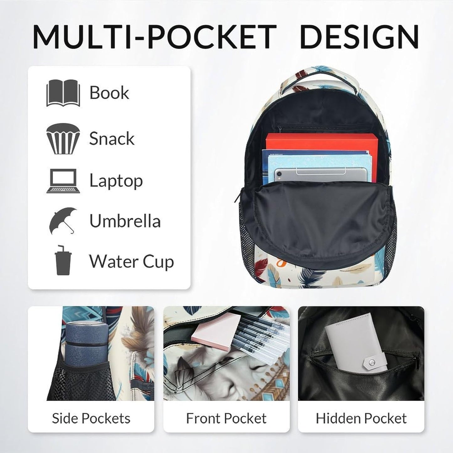 UNIKITTY Custom Kids Backpack - School Backpack for Girls Boys, Cute Wolf Backpacks with Adjustable Straps, 17" Durable Large Capacity Elementary Bookbags for Kids Children