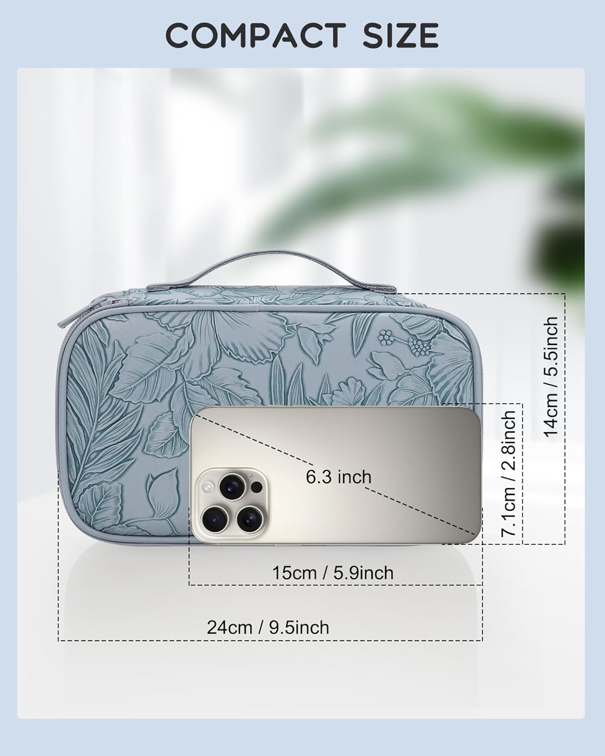 Relavel Cute Makeup Bag for Girls, Portable PU Leather Cosmetic Bag, Dual-layer Makeup Pouch with Brush Holder, Multi-Functional Preppy Toiletry Organizer for Travel, Daily Use - Flora Butterfly