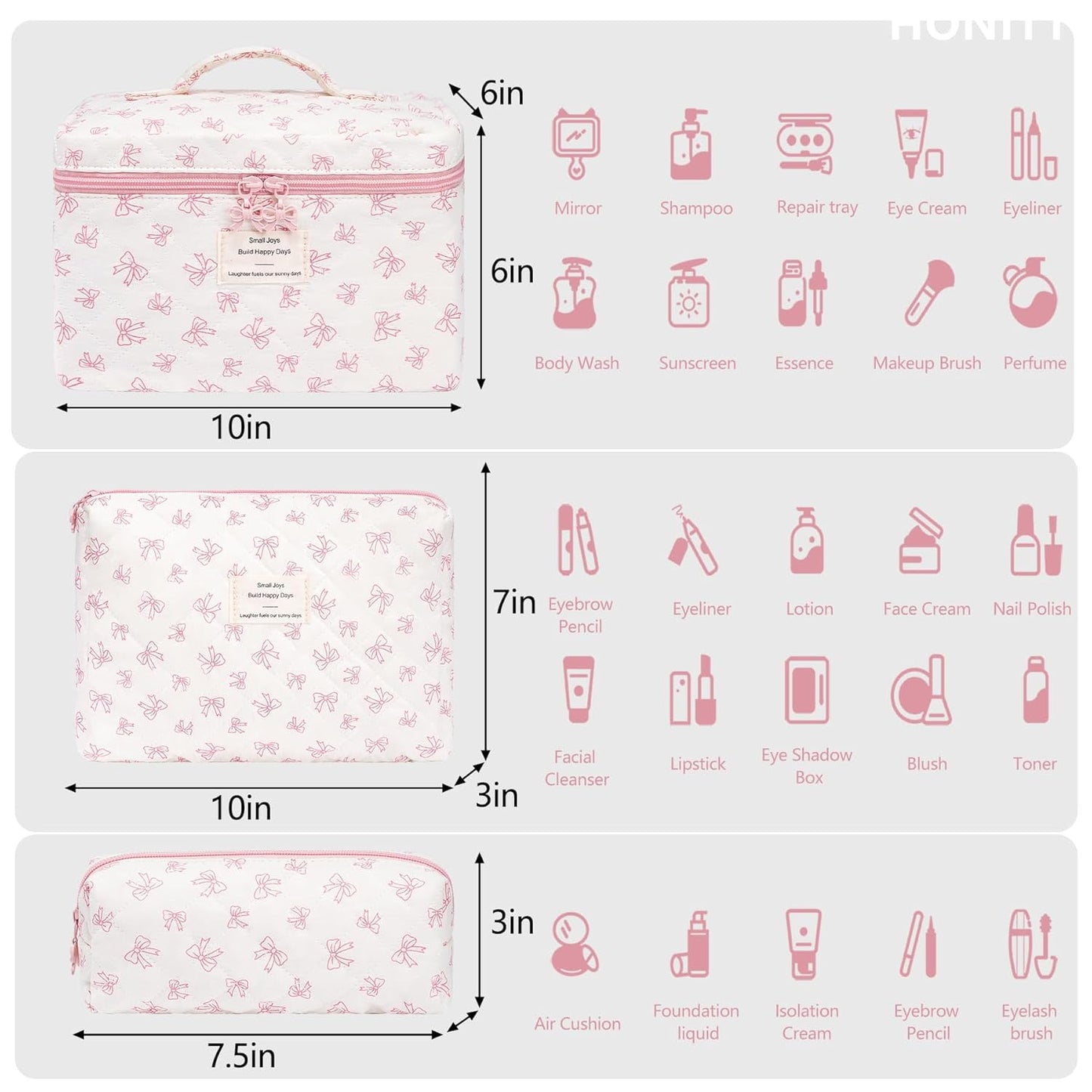 Makeup Bag,Quilted Cosmetic Bags,Large Floral Make Up Organize bag,Makeup Bag Set for Women,Flower Travel Toiletry Bag