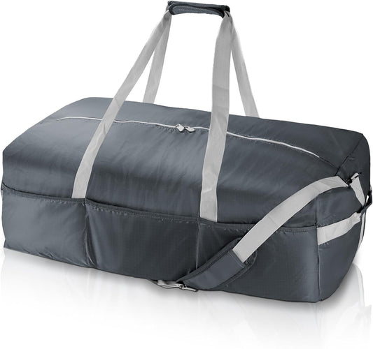 125L Foldable Duffel Bag,With shoulder strapLightweight and Waterproof for Travel - Grey