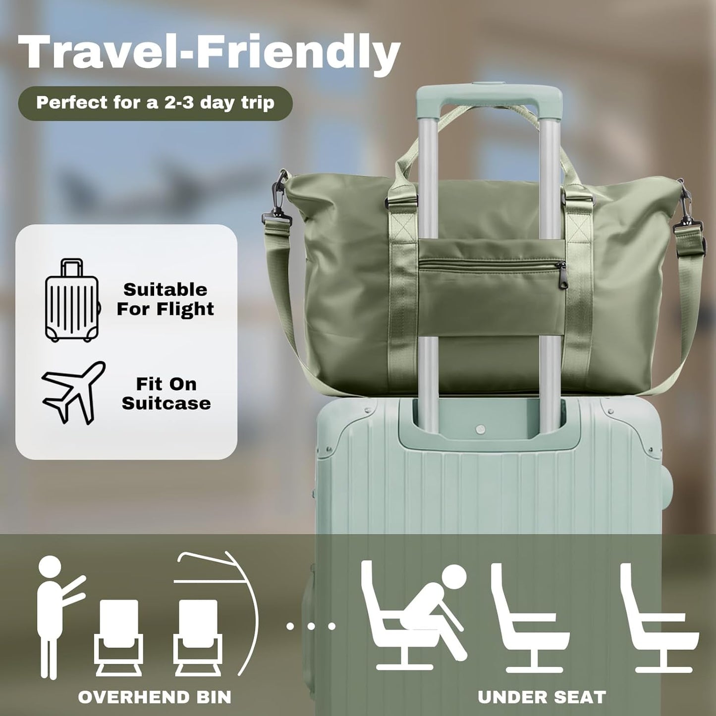 Weekender Duffel Bags for Women， Travel Totes Bag for Airplane Essentials, Overnight Bags for Women with Trolley Sleeve, Large Carry On Hospital Bag for Labor and Delivery, Sport, Gym