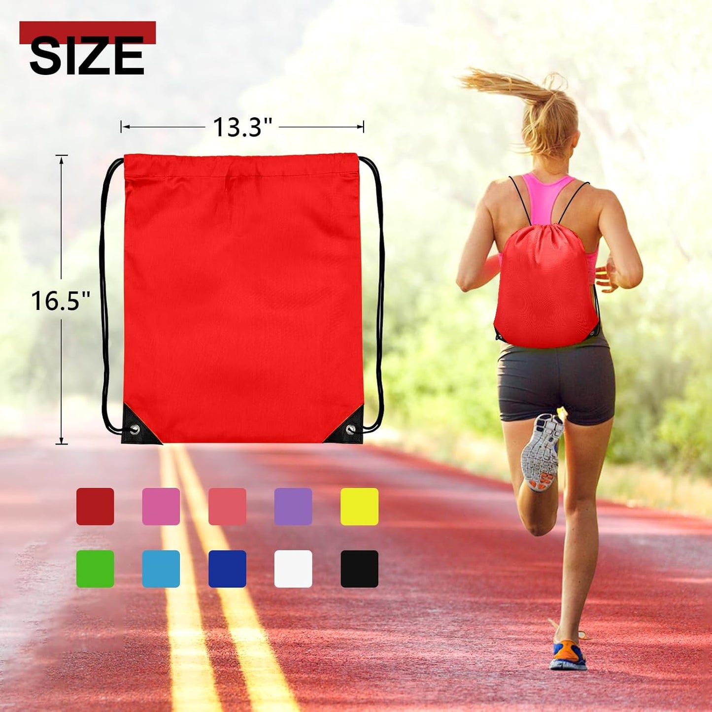 150Pcs Drawstring Backpack Bulk Cinch Sackpack Drawstring Bags Nylon for Gym Party Trip(Red)