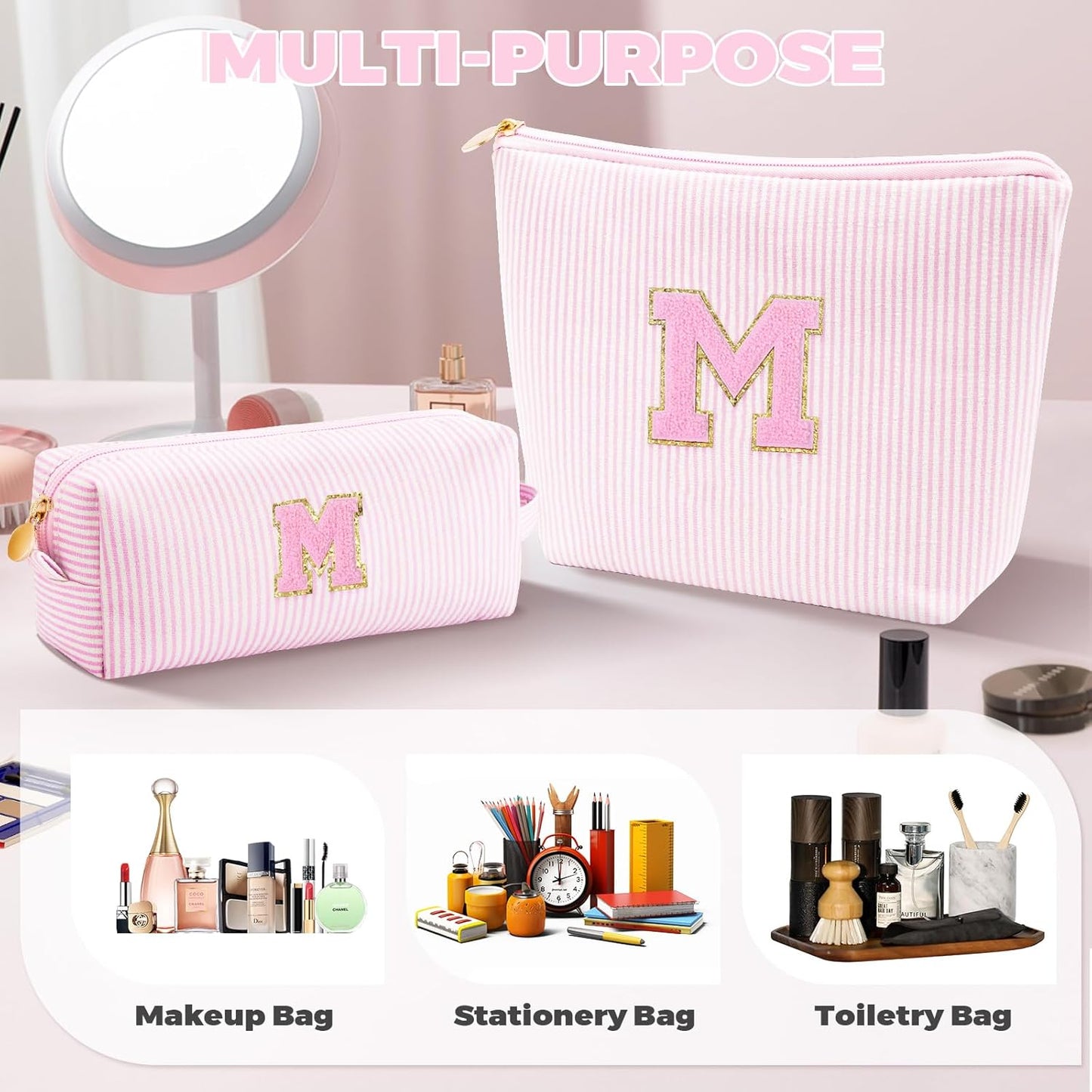 Mothers Day Gifts for Mom,Mum Gifts from Daughter,Birthday Gifts for Wife Sister Her,Mother in Law Gift,Mama Gifts Idea,Makeup Bag Set Cosmetic Bag - Pink,M
