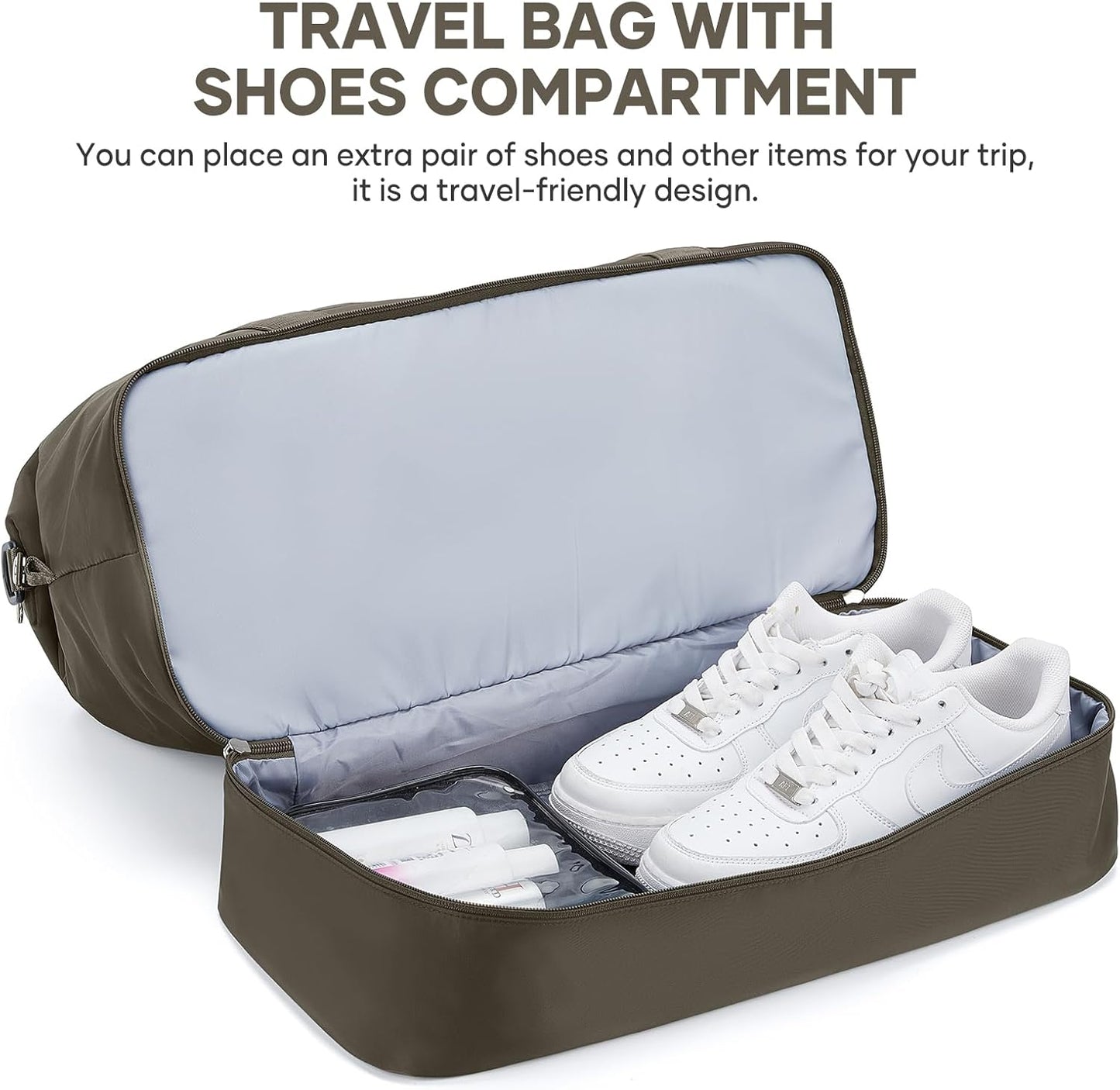 Travel Duffel Bag, Sports Tote Gym Bag, Shoulder Weekender Overnight Bag for Women