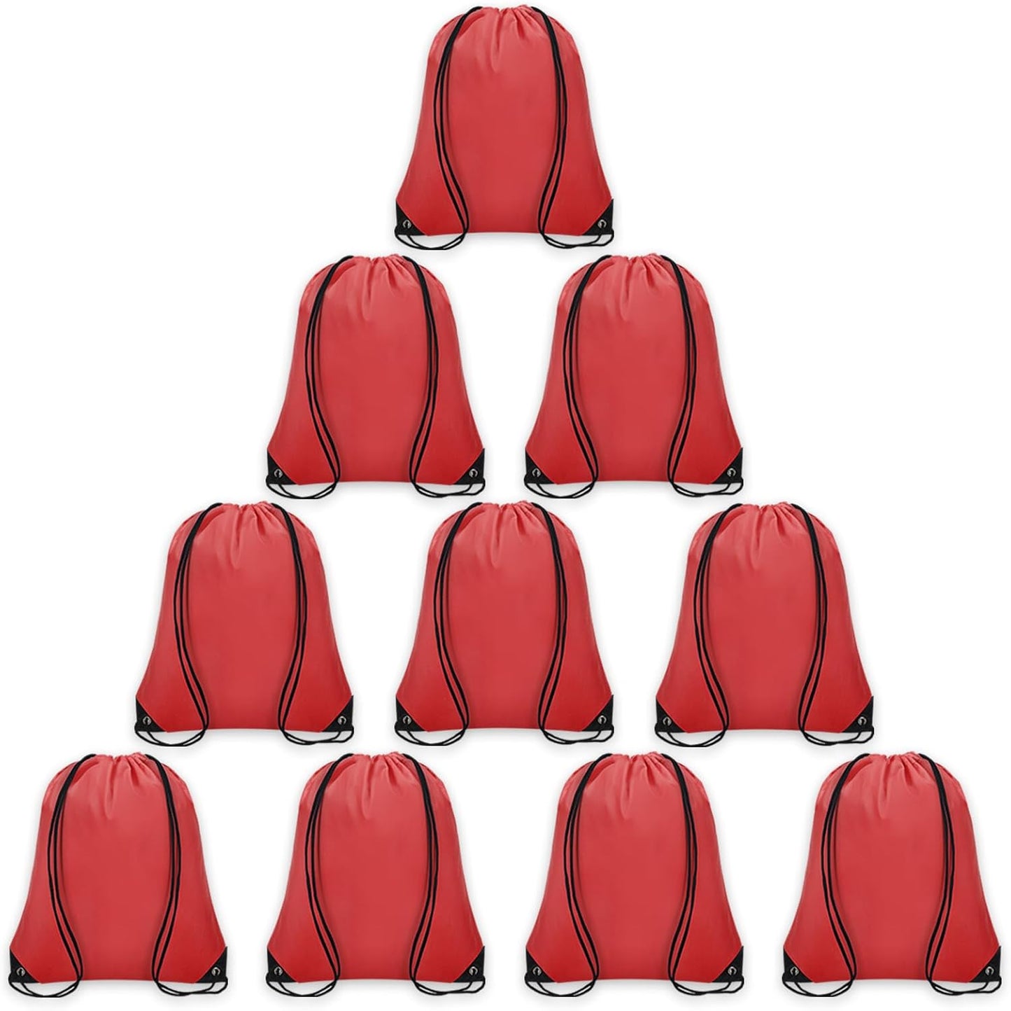10Pcs Drawstring Backpack Bulk Cinch Bag, Drawstring Bags Polyester for Gym Sports Beach Party Trip (Red)