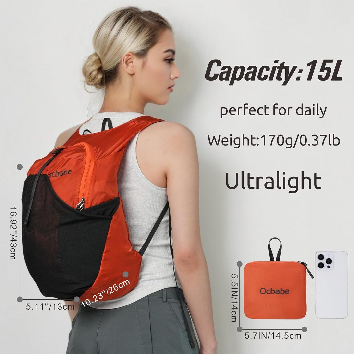 15L/25L Small Packable Lightweight Backpack Hiking Daypack Water Resistant Foldable Outdoor Camping Travel Bag for Women Men