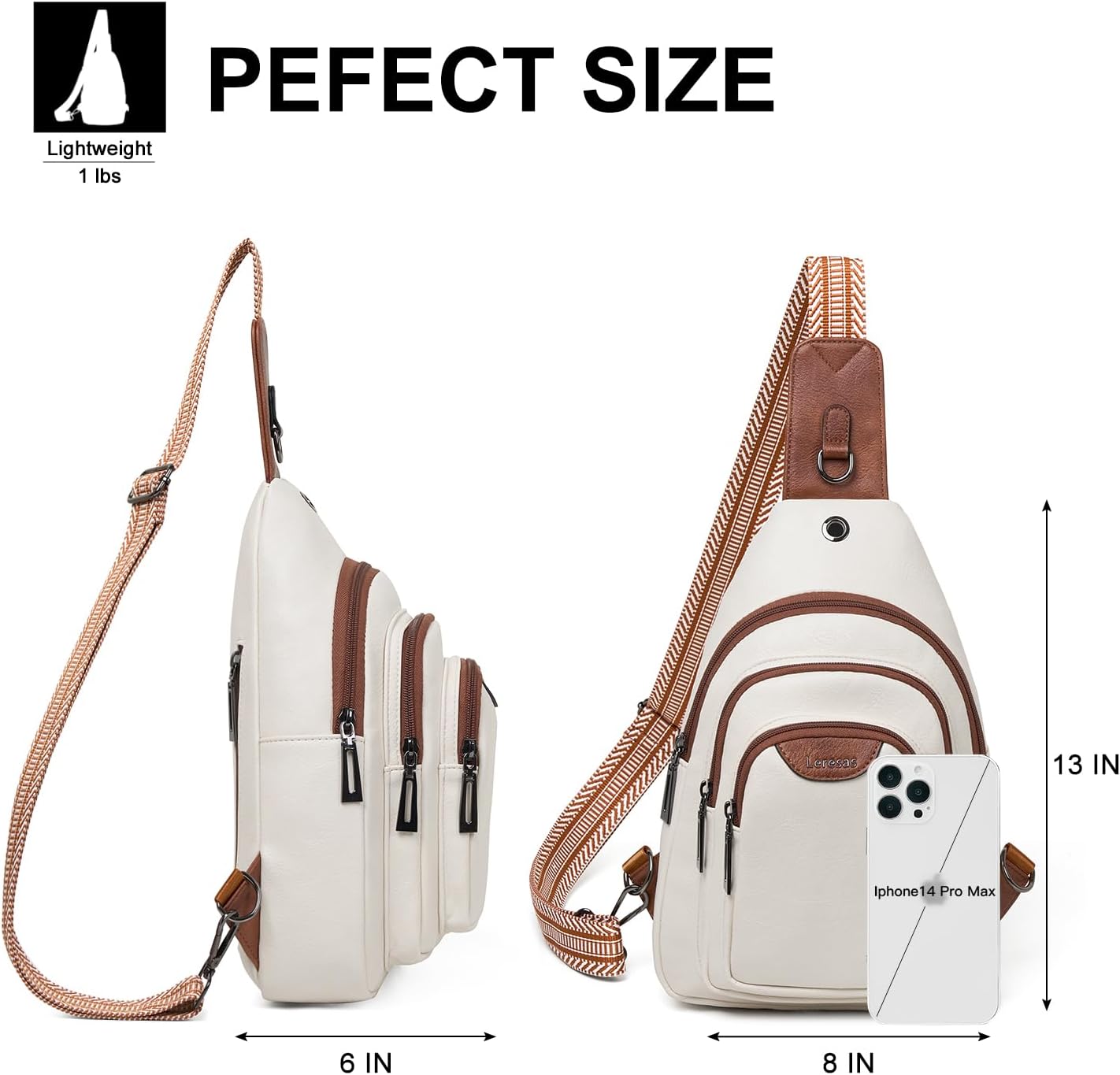 10L Crossbody Sling Bag for Women Men Anti Theft Cross Body Fanny Pack Belt Bag Purse Gifts for Women Faux Leather, Beige Brown