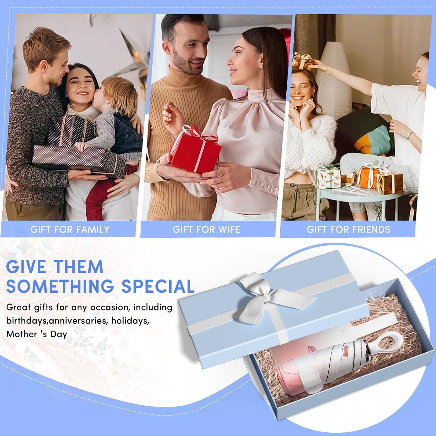 LEAGERA Mini Travel Umbrella UPF 50+ - Folding Portable Compact Umbrella for Purse Lightweight Tiny Trendy UV Protection Umbrellas for Women Girls