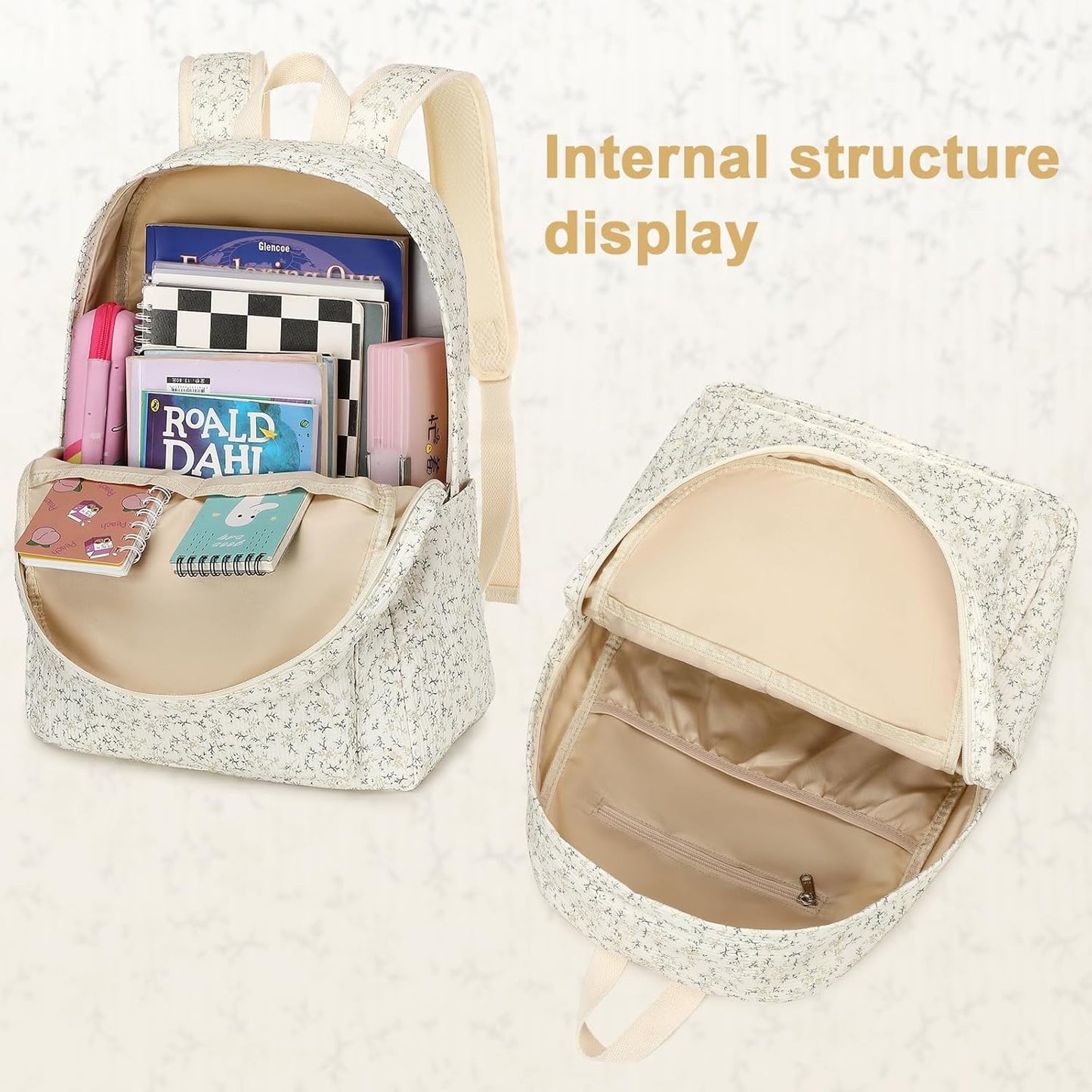 LEDAOU Backpack for Girls School Bag Kids Bookbag Teen Backpack Set Daypack with Lunch Bag and Pencil Case