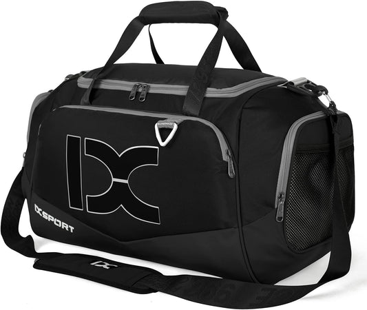 Sports Gym Bag，INOXTO Travel Duffel Bag with Dry Wet Pocket And Shoe CompartmentFor Women and Men，40L/55L Fitness Waterproof Weekender Bag For Swim Sports Travel Working Out (Black white, 40L)