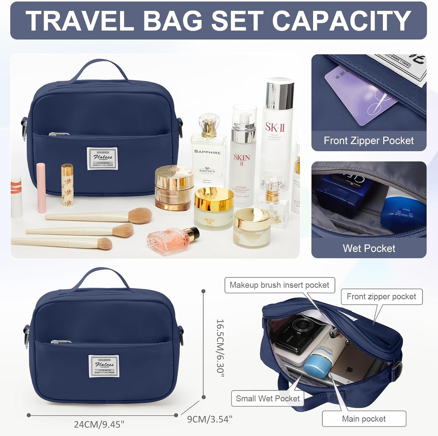 Gym Bag for Women with Shoes Compartment,Small Duffel Bag Sport bag with Toiletry Bag Overnight Travel Tote Bags Weekender Carry on Bag Personal Item Bags for Airlines Dark Blue