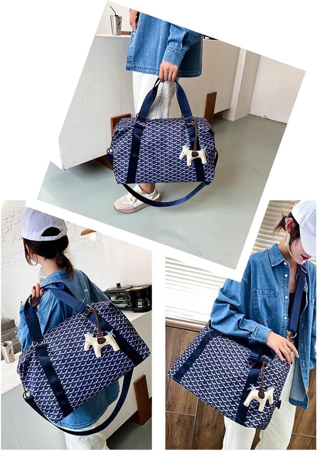 Sports Duffel Bag Travel Bag Weekender Bag Overnight Duffel Bag Gym Bag With Wet Pocket Navy blue