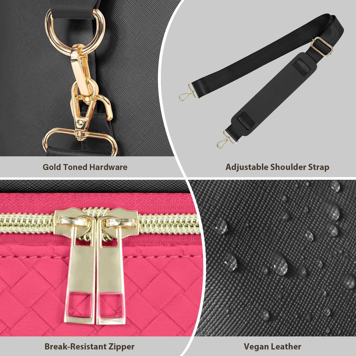 Leather Weekender Bags for Women, Travel Duffel Bag PU Overnight Bag Carry On Tote Bag with Shoe Compartment Wet Pocket