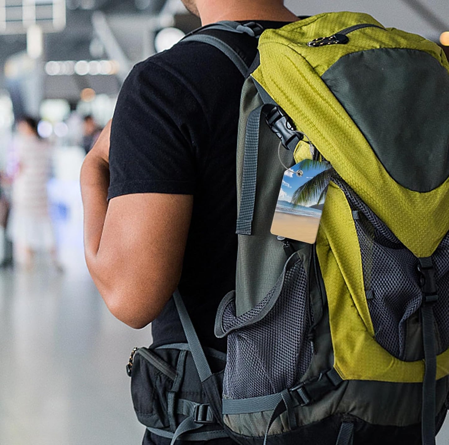 2 Luggage Tags, (1" Smaller Than Traditional) Perfect for Quick Luggage Identification with Stainless Steel Ring and Address Card for Travel and Luggage (Beach by The sea)