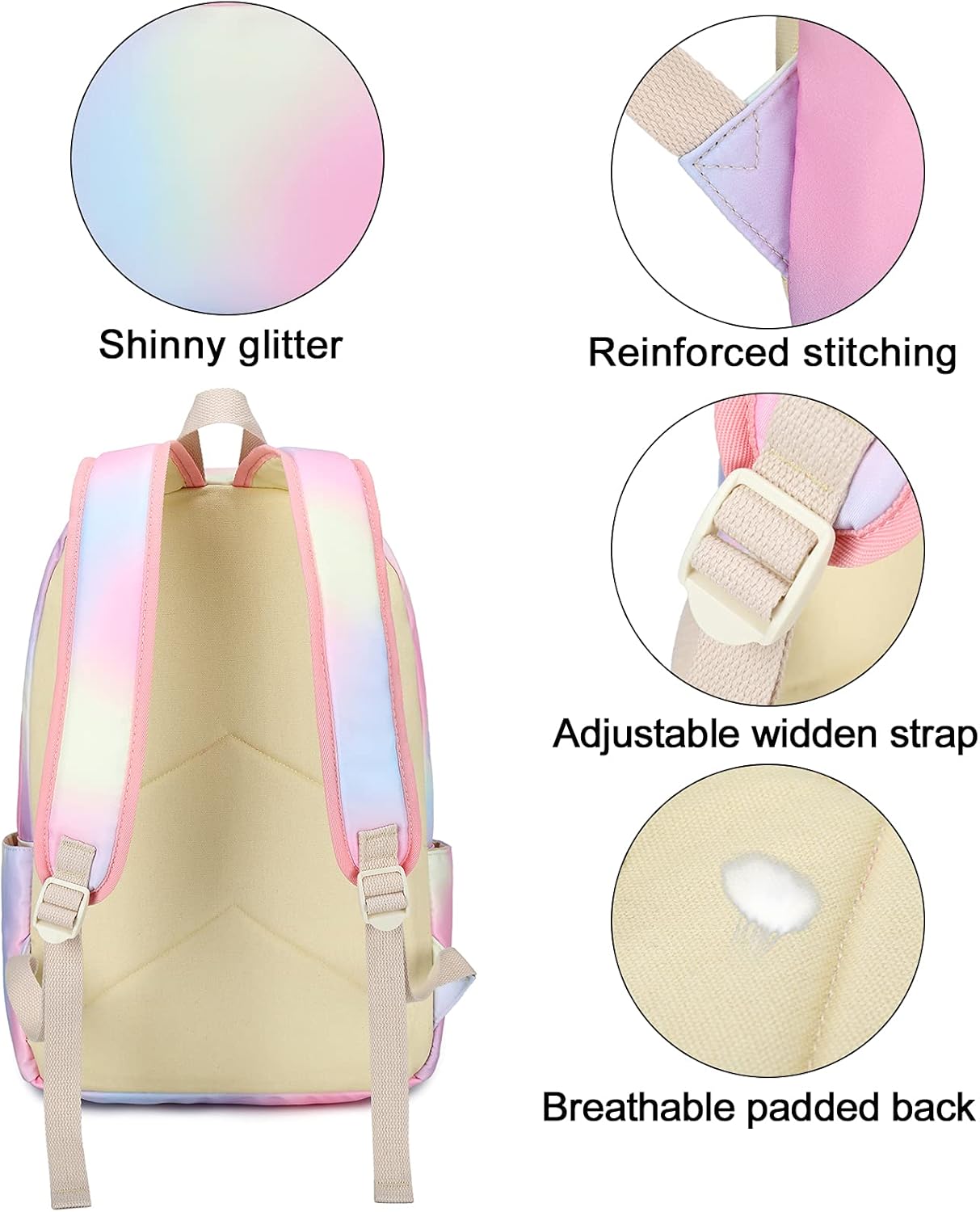 LEDAOU Backpack for Girls School Bag Kids Bookbag Teen Backpack Set Daypack with Lunch Bag and Pencil Case