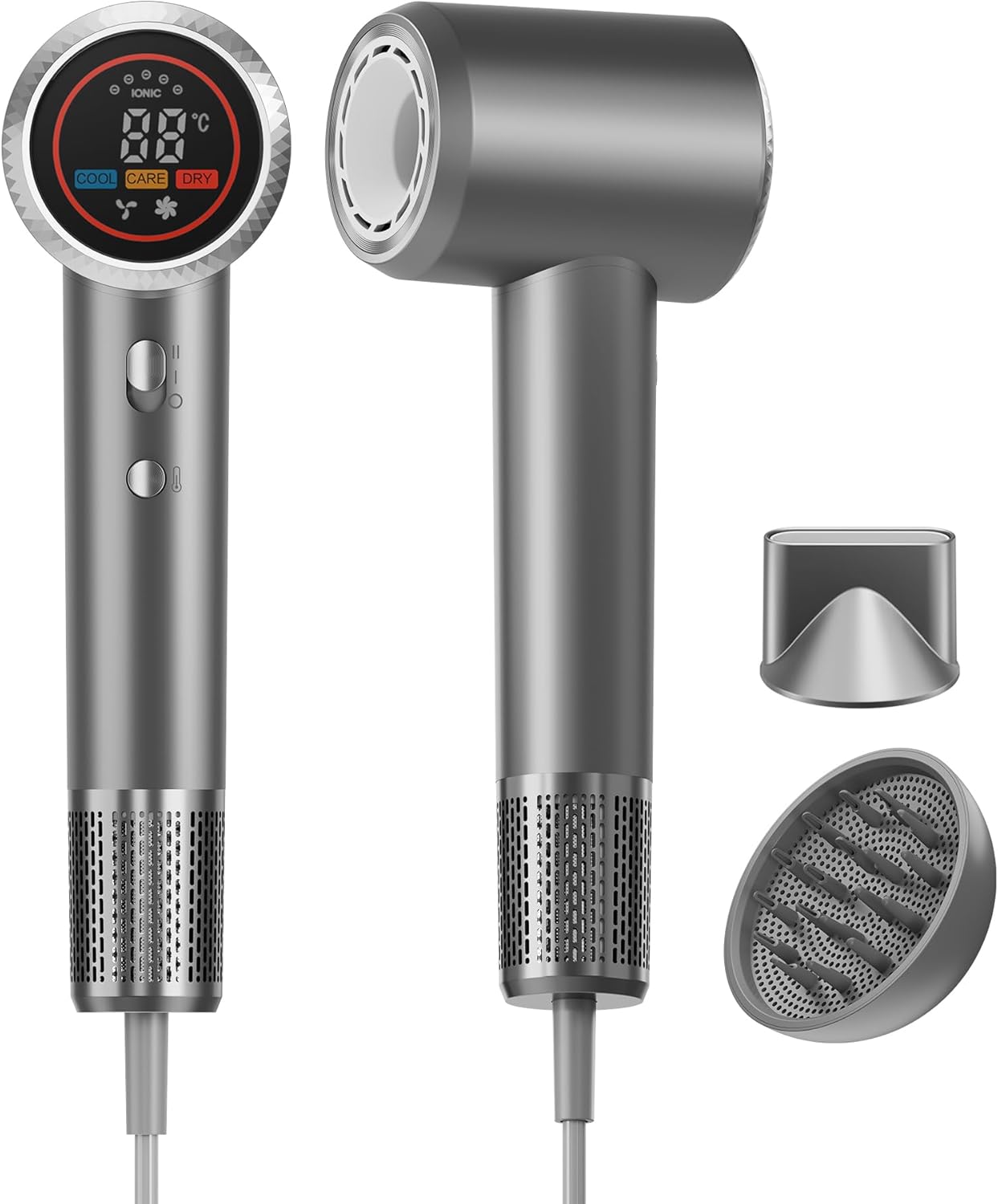 High-Speed Ionic Hair Dryer with Diffuser, 150,000 RPM Brushless Motor Blow Dryer for Fast Drying & 500M Negative Ionic Frizz Control, Low Noise Compact Hair Dryer for Women Home Travel Salon