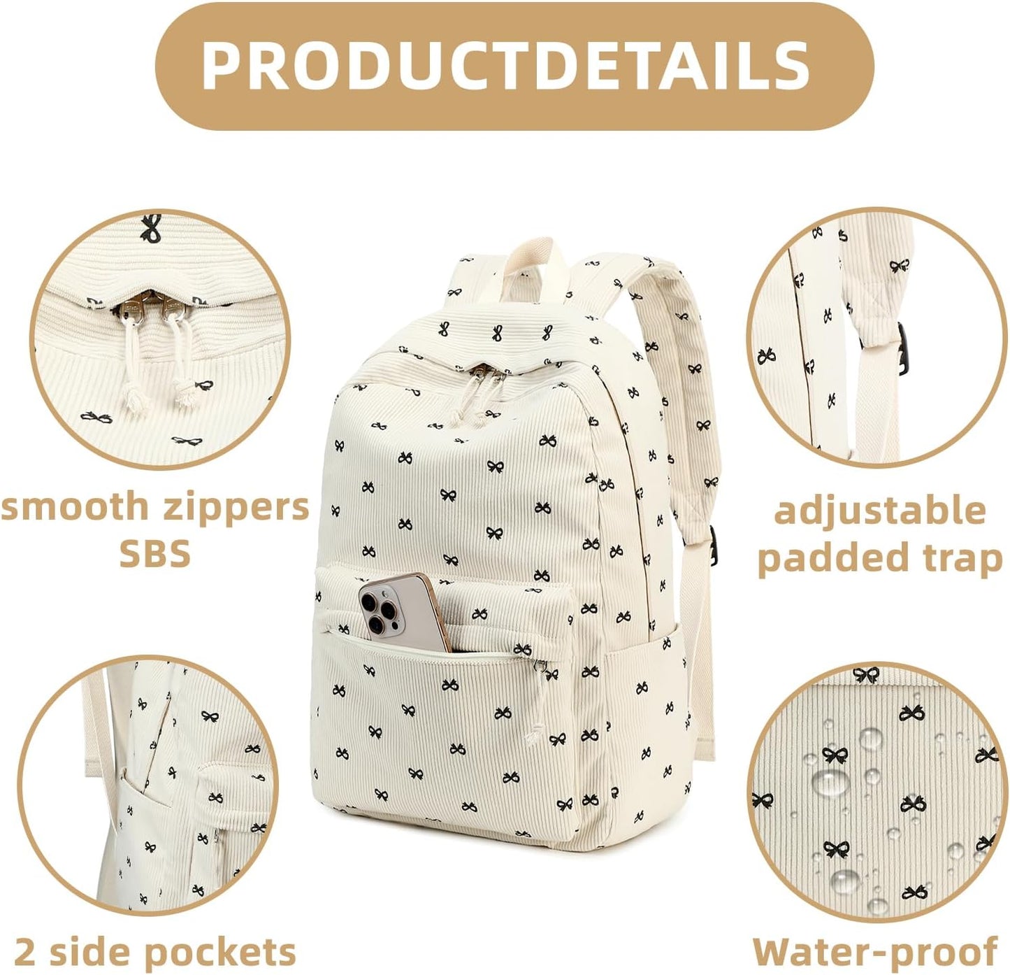 LEDAOU Backpack for Girls School Bag Kids Bookbag Teen Backpack Set Daypack with Lunch Bag and Pencil Case