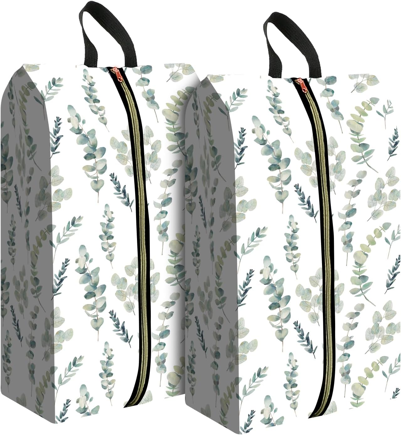 2pcs Shoe Organizer for Travel, Packing Shoe Travel Bags, Cute Shoe Bag with Zipper & Handle, Portable Travel Essentials for Women and Men Watercolor Green Leaf