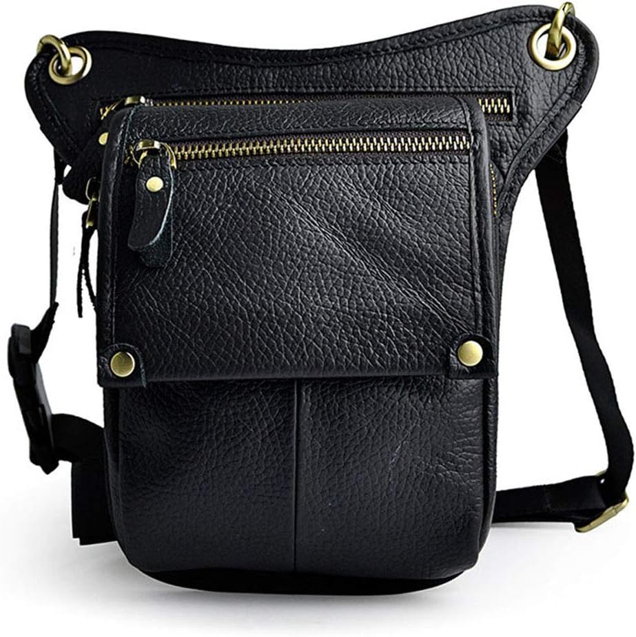 Leather Waist Pack Drop Leg Bag for Men Women Belt Bumbag Multi-Purpose Motorcycle Bike Outdoor Sports Tactical Cycling Riding Hiking Camping Pouch