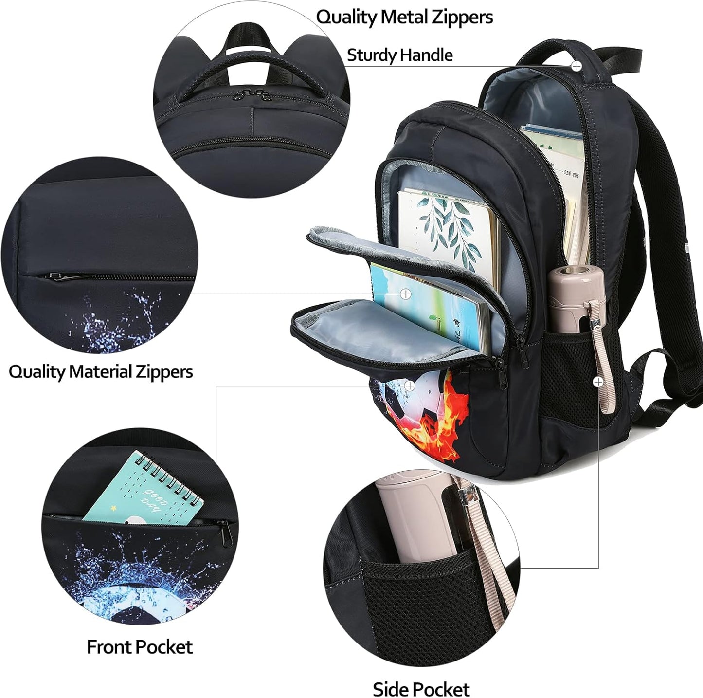 LEDAOU School Backpack for Boys Girls Kids Bookbag Elementary Primary Middle School Bag Travel Back Pack for Ages 6-14