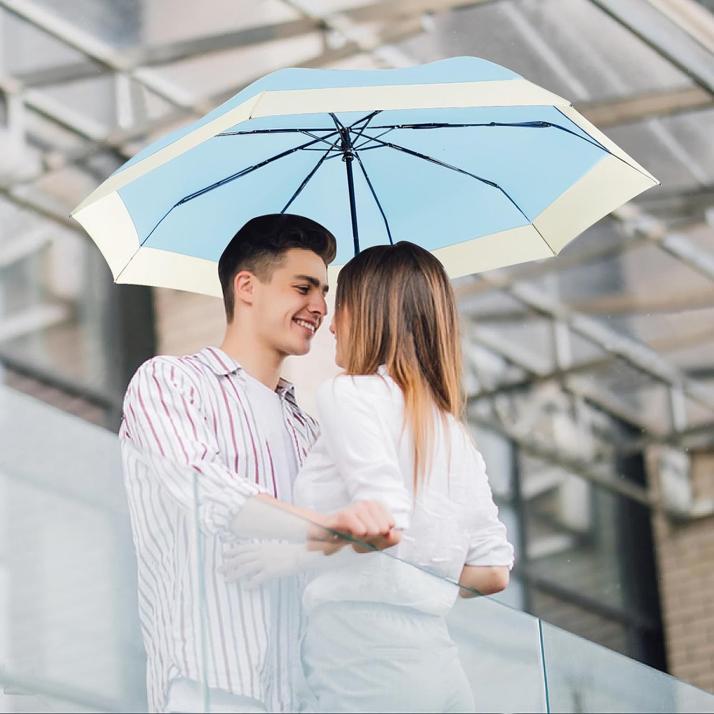 Lejorain Compact Golf Umbrella Large - 54inch Travel Big Portable Automatic Folding Umbrella Windproof for Men Heavy Duty 210T Dupont Teflon Coated Umbrella for Rain