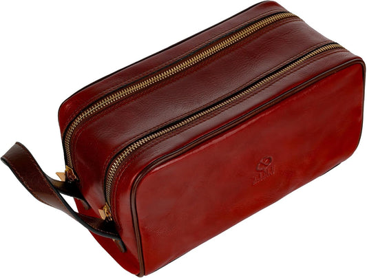Time Resistance Leather Cosmetic Bag Toiletry Italian Classy Dopp Kit