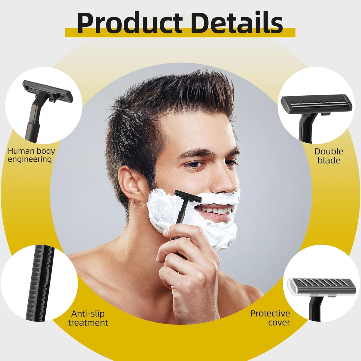 100 Pack Individually Wrapped Twin Blade Razors with Clear Safety Cap,Multipurpose Portable Shave Razor for Bathing Hotel Travel,Black(100 Count)