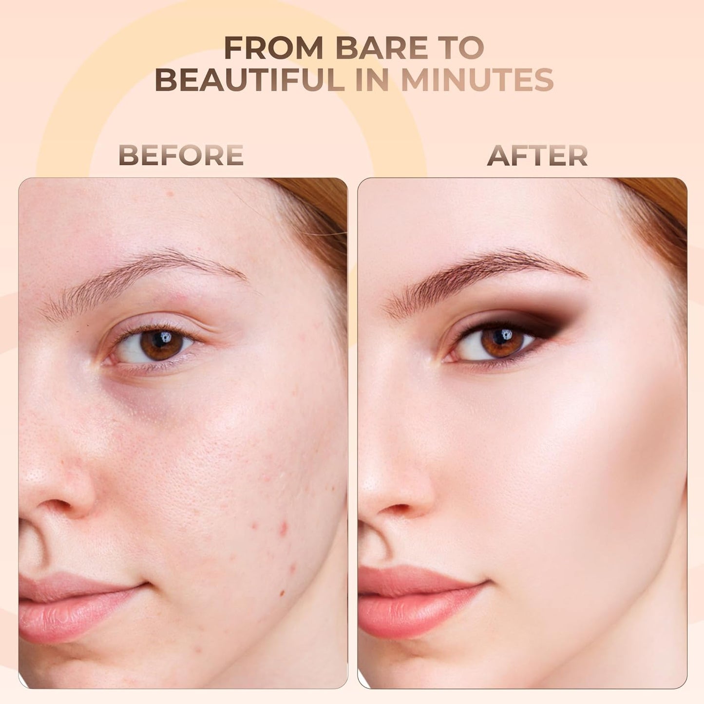 16pc Beginner Mineral Makeup STARTER KIT with 10 BRUSHES(5gm)Sample Size Foundation, Primer, Blush, Bronzer, Setting Powder for Learning, Occasional Use,First Time Users, Travel Size Kit(Pink Bisque)