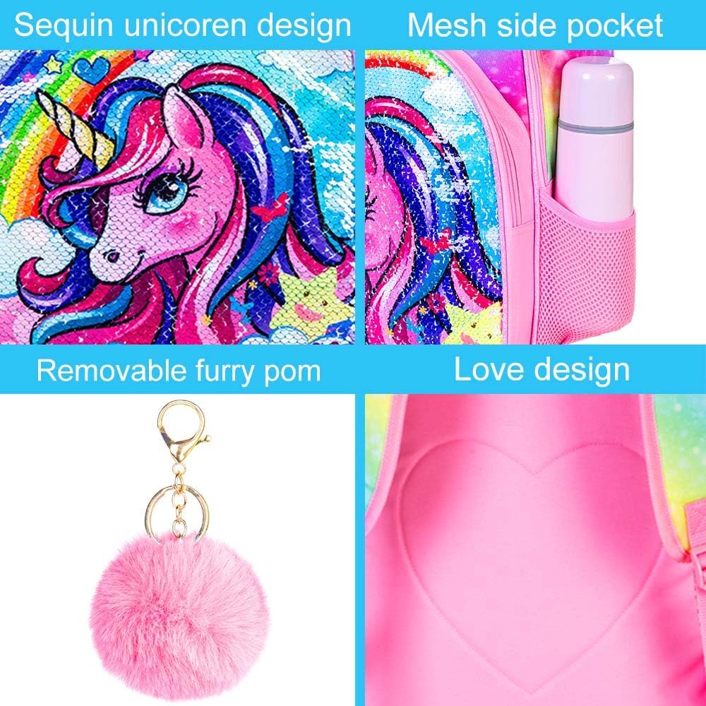 16" Backpack for Girls Boys 4-8, 3Pcs Kids Bookbag Set with Lunch Box, School Bag for Preschool Kindergarten