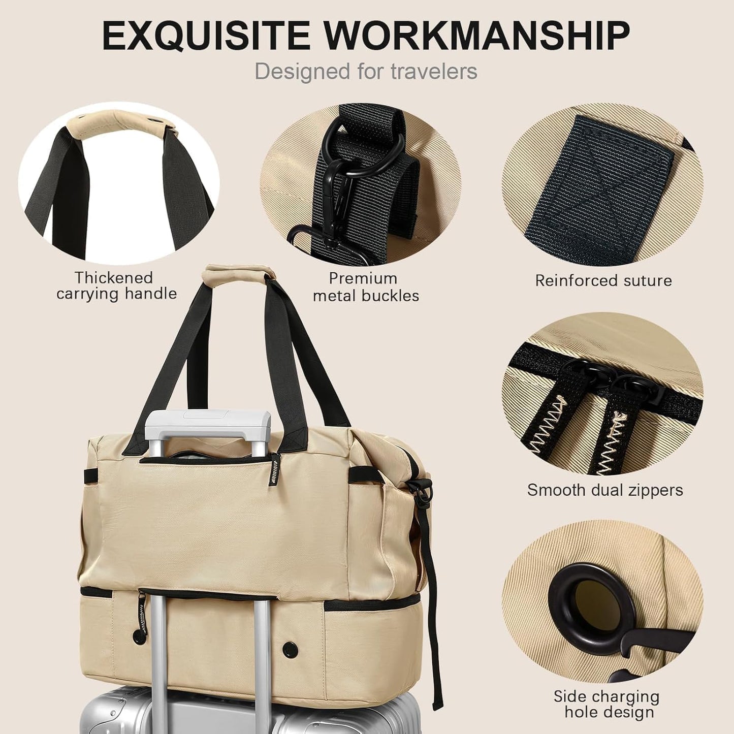 Gym Bag for Men Women, Tactical Travel Duffel bag with Removable Dividers & Shoe Compartment, Weekender Carry on Bag with Toiletry Bag, Overnight Range Bag for Workout Soccer Yoga Gym