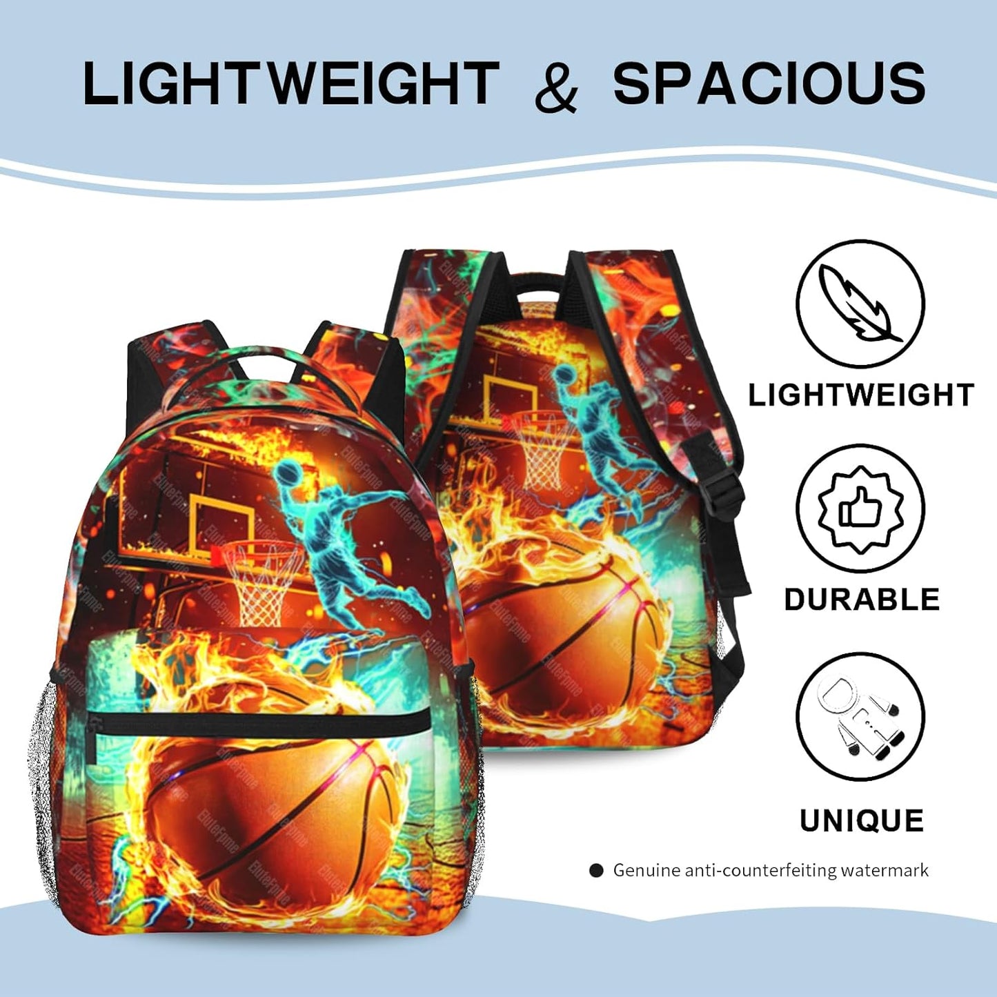 School Backpack for Boys Basketball Boys Backpack for Kids Children Teens Ages 6-18 Elementary Middle School Students Cool Ball Sport Bookbag Travel Back Pack