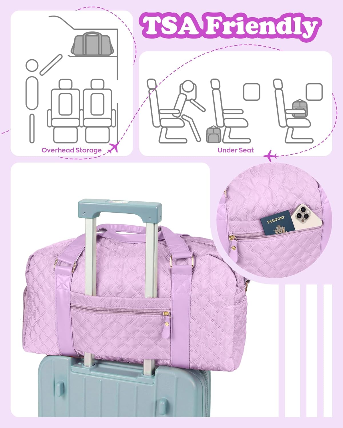 Duffle Bag Women Girls Gift: Letter Carry on bags, Dance Cheer bag Sports for Girl, Kid Gymnastics Bags, Birthday Gifts for Women Girls Kids Teens Mom Teacher