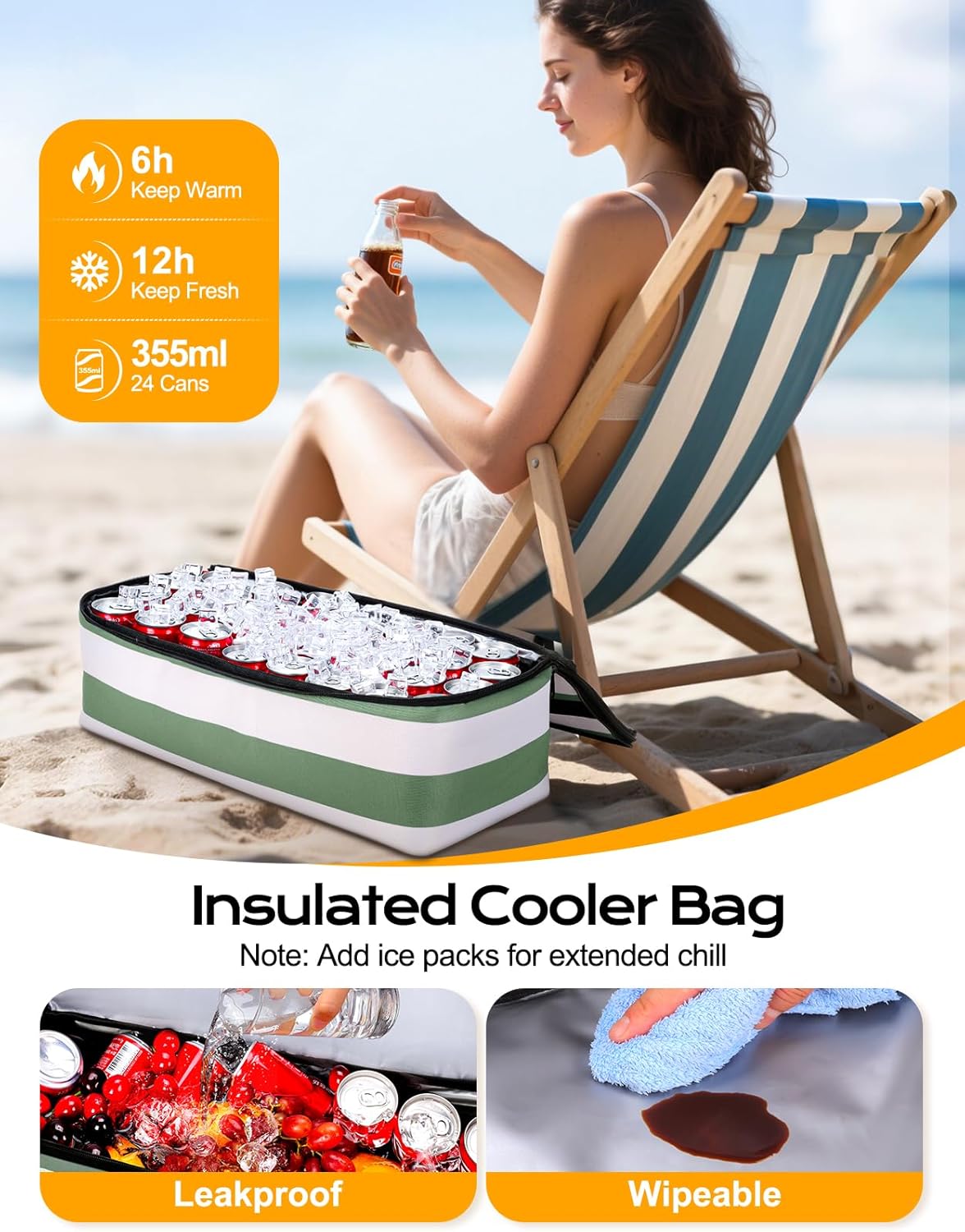 Beach Bag with Cooler, 54L Large Waterproof Sandproof Travel Tote Bag, Duffel Weekender Bag for Packing/Travel/Gym