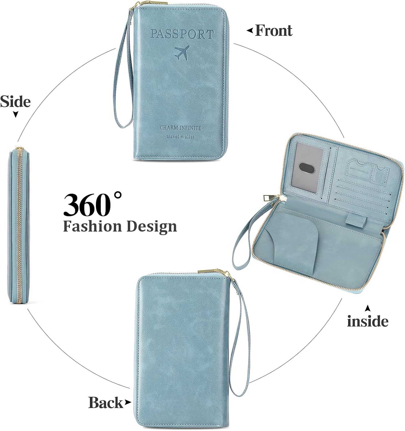 Leather RFID Blocking Passport Holder Travel Wallet, Passport Cover/Travel Wallet for Women/Men with