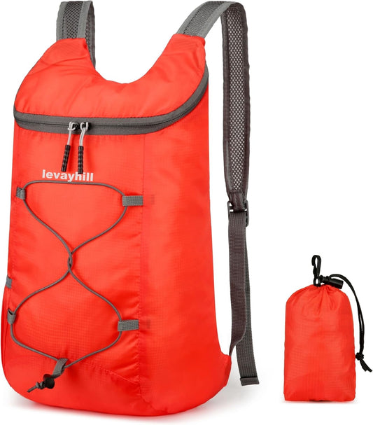 16L Lightweight Foldable Hiking-Backpack Small Packable-Daypack For Travel,Ultralight Water-Resistant Gym Bag Men Women Easy Carry-on (Red)