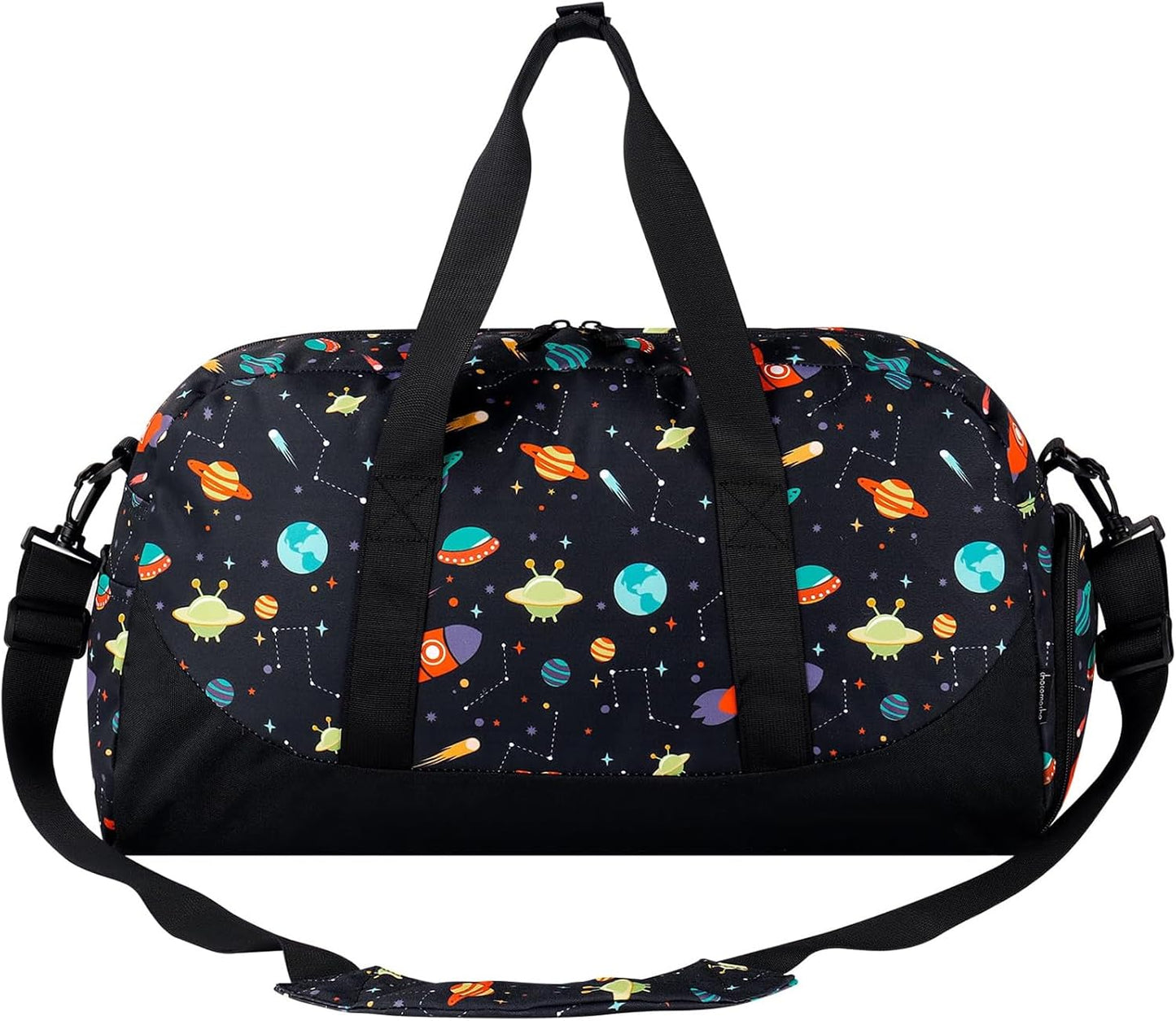 Choco Mocha Kids Duffle Bag - Boys Space Duffle Bag for Toddler Travel & Overnight - Black