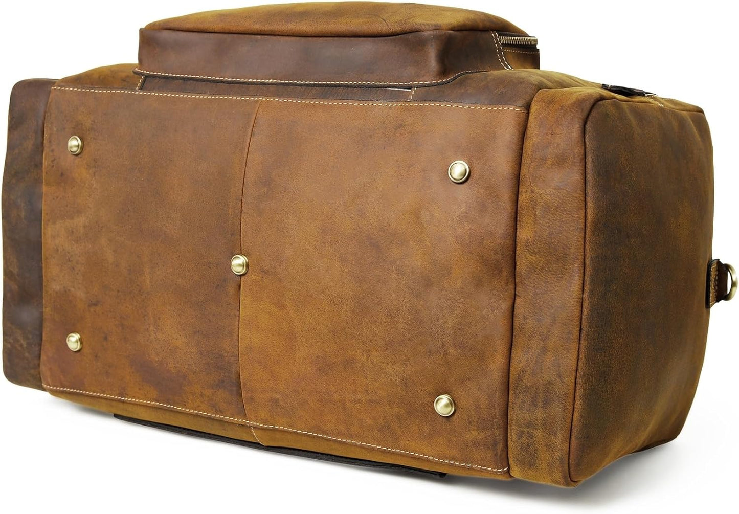 Leather Travel Bag with Trolley Strap,s Adjustable Shoulder Strap, Laundry Bag Travel Duffel Bag 22x11x12 by De Lira