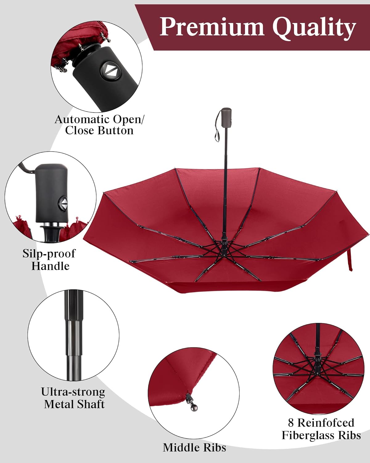 Reginary 6 Pack Umbrella Bulk Windproof Travel for Rain Automatic Open and Close Umbrella Collapsible Folding Rain Backpack Portable for Men Women