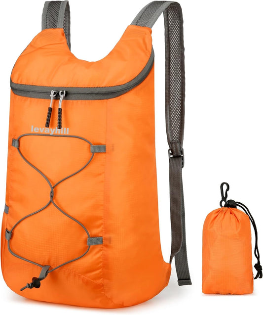 16L Lightweight Foldable Hiking-Backpack Small Packable-Daypack For Travel,Ultralight Water-Resistant Gym Bag Men Women Easy Carry-on (Orange)