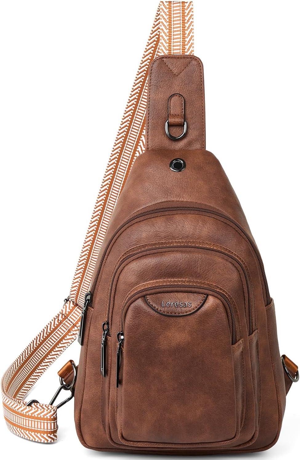 10L Crossbody Sling Bag for Women Men Anti Theft Cross Body Fanny Pack Belt Bag Purse Gifts for Women Faux Leather, Brown