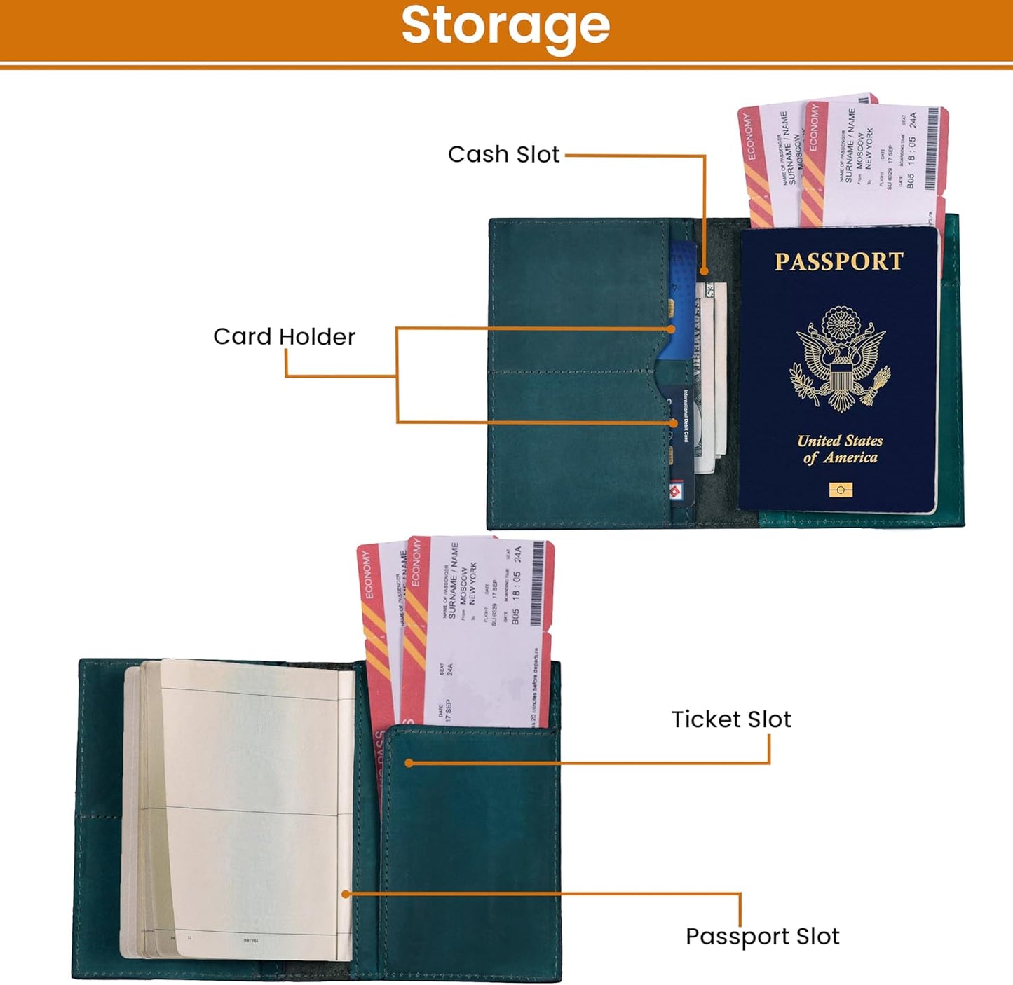 LEATHER VILLAGE Leather Passport Holder Cover – Travel Wallet with Card Slots, Vintage Passport Case for Men & Women – Cute Organizer for Travel Accessories & Documents - Turquoise