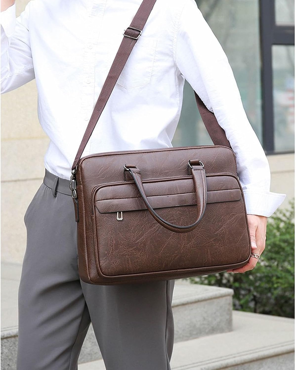 leather Laptop Bag for Men 16 inch Laptop Briefcase Waterproof,Handbags Shoulder Crossbody Bag Business