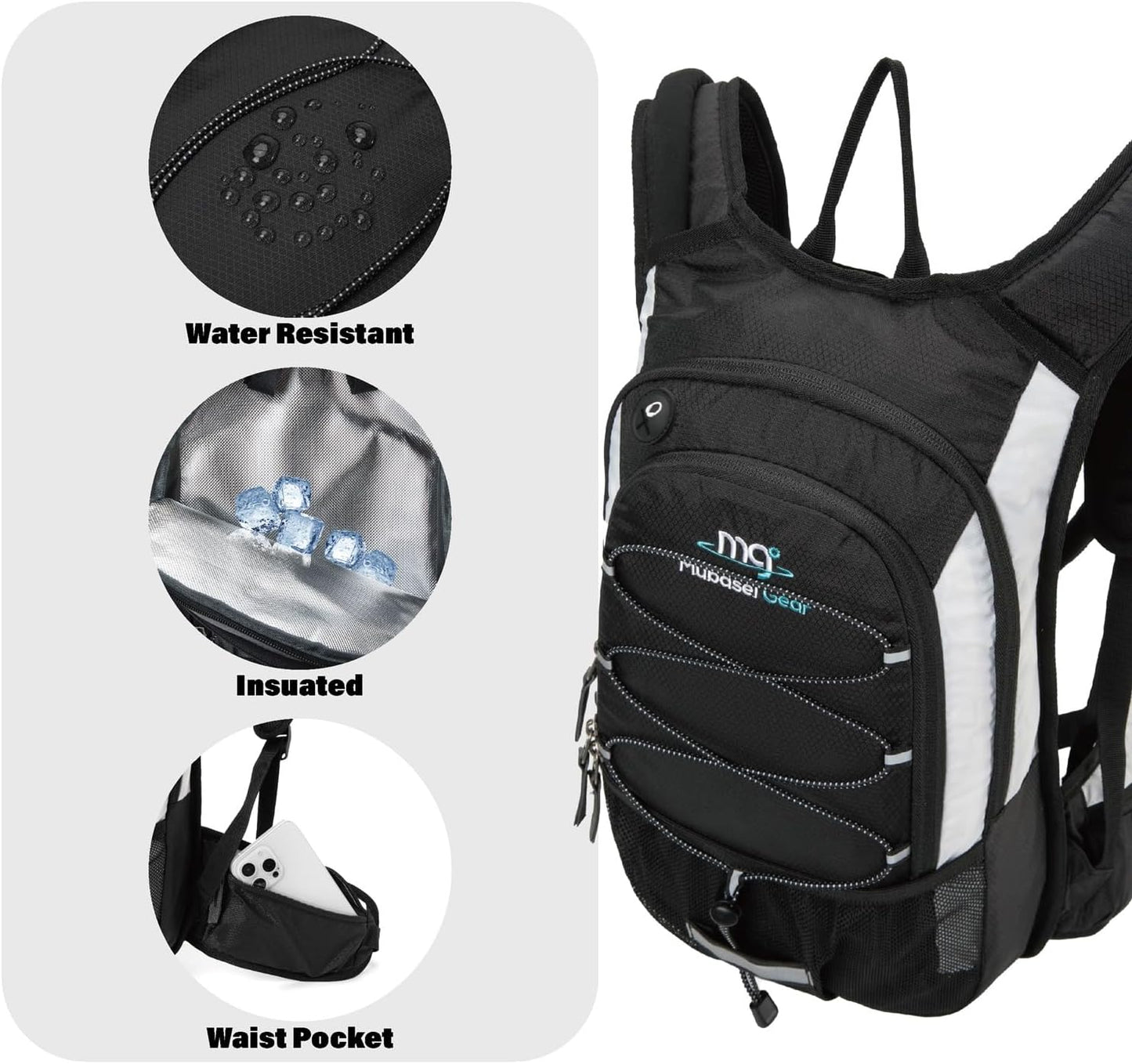 15L Insulated Hydration Backpack Pack with 2L Water Bladder Lightweight Hiking Backpack Bag for Women Men Daypack for Hiking Running Festival Camping Biking