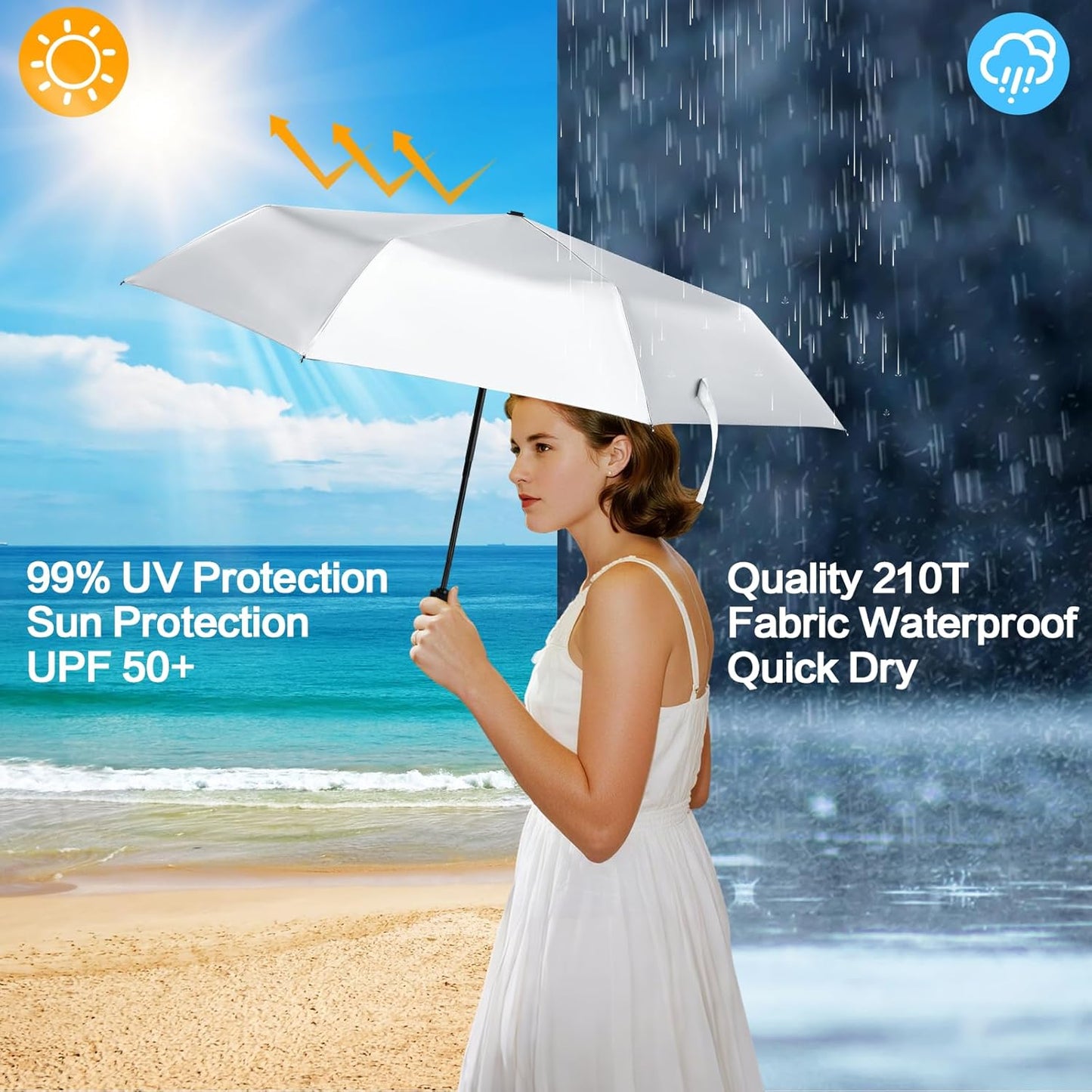 42/46/50inch Compact Umbrella Travel Size Umbrellas for Rain Waterproof And Wind Resistant Auto Open Close UPF 50+ UV Umbrella Sun Umbrellas UV Protection