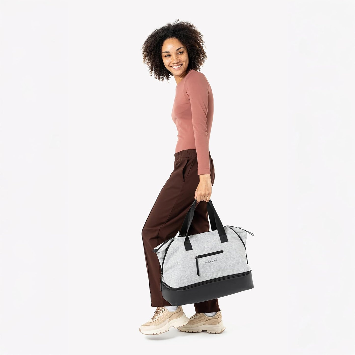 Sherpani Boston, Anti-Theft Weekender Bags,Travel Duffel Bag for Women, Carry On Tote Bag with Removable Shoe Bottom Compartment, Metal Hardware