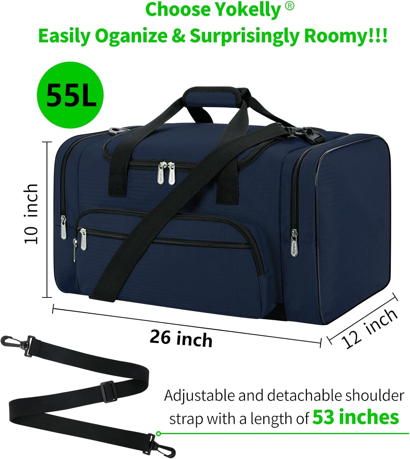 Sports Duffel Bag 26 Inch Travel Gym Duffle - Navy Blue