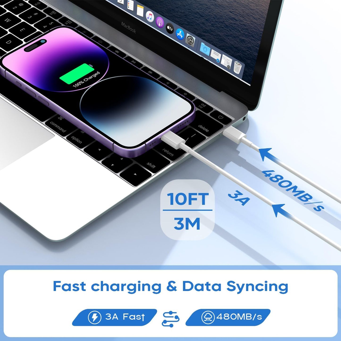 10FT iPhone Fast Charger,[Apple MFi Certified]10Foot Extra Long USB C to Lightning Cable PD Fast Charger iPhone Block Cubes Adapter Quick Charging for iPhone14 Pro Max/14 Plus/13 Pro/Mini/12/11/X,iPad