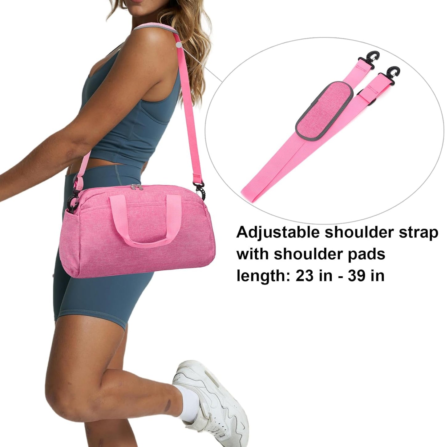 14 inch Small Gym Bag for Women & Men, Mini Duffel Bag for Travel Sports Lightweight Carry On Bag (Rose)