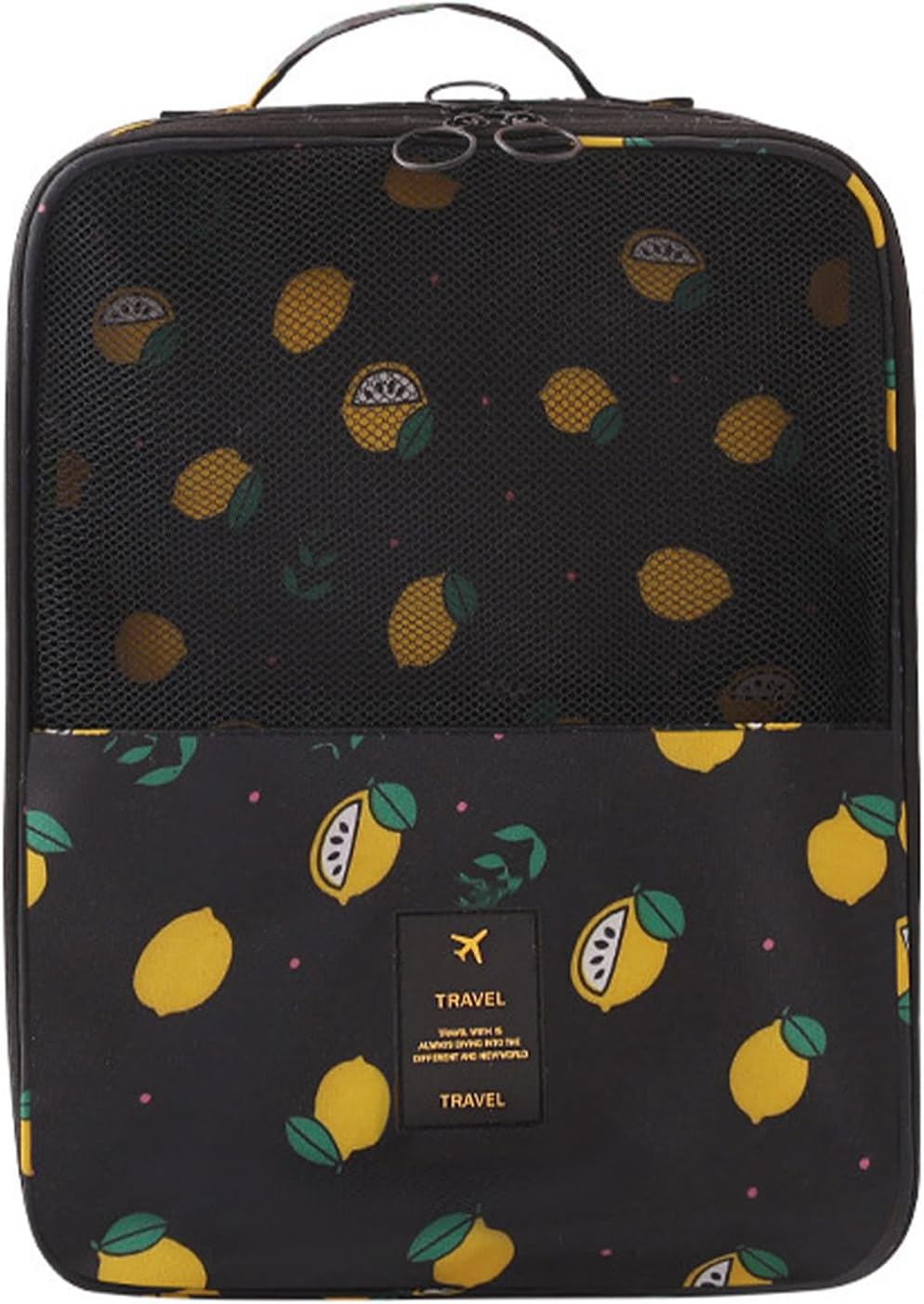 Shoe Bag for Travel, Travel Shoe Bag for Packing, Hold 3 Pairs of Shoes, Travel Essentials for Flying Shoe Organizer Shoe Storage Bag for Travel Light Black-lemon