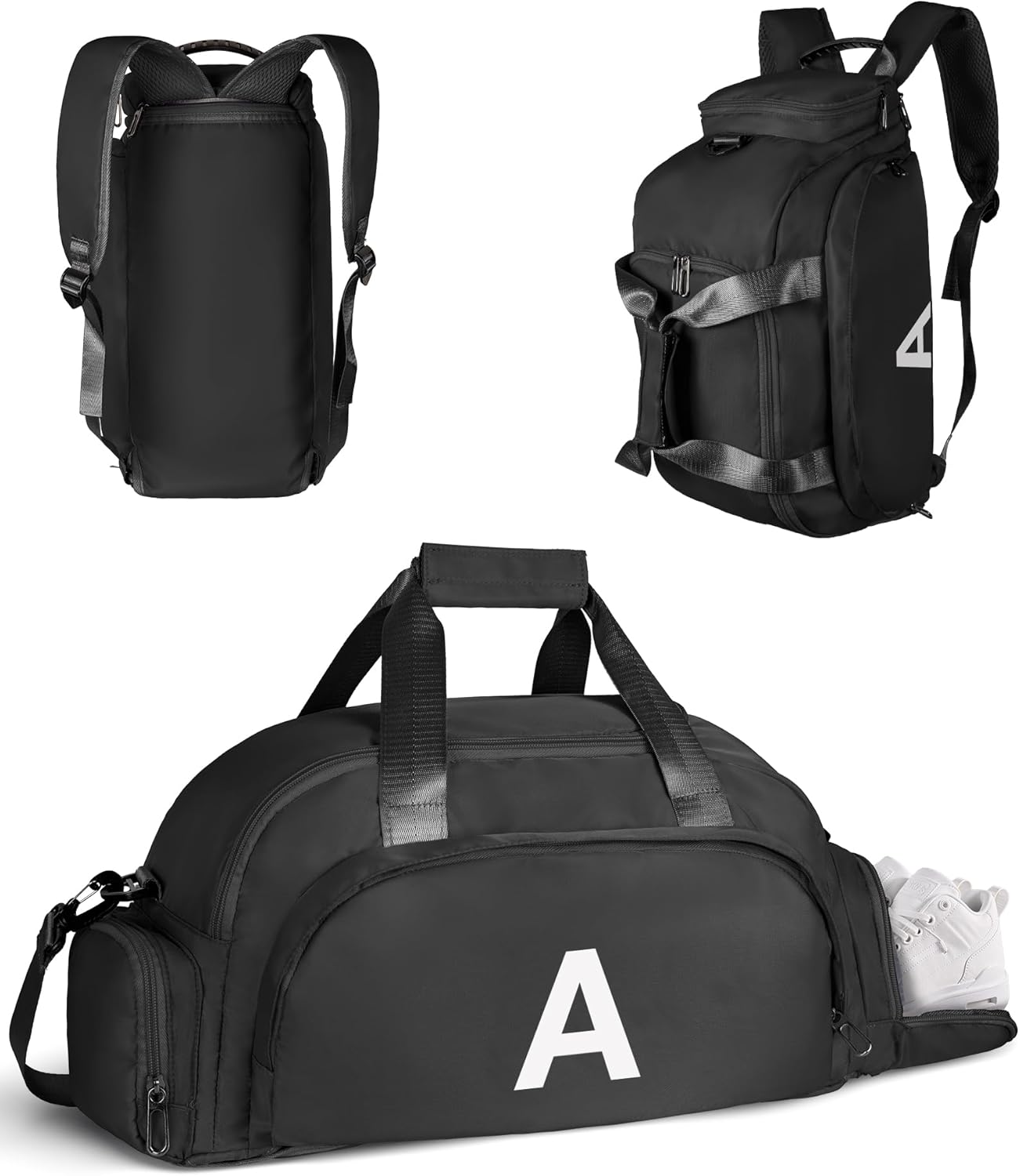 Birthday Gifts for Boys Teens, Initial Gym Bags with Shoe Compartment, Dance Bag for Girls, Monogram Kid Overnight Bags, Carry on Travel Duffel-Perfect for Sport Gymnastics (Letter A)